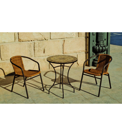 SILLON ALUMINIO BRONCE OSLO-3 WICKER REFORZADO