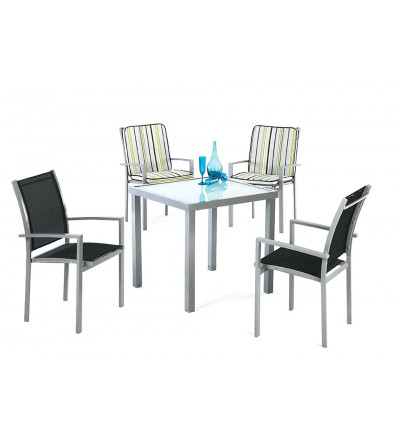 SILLON ALUMINIO/TEXTILEN PERSEO-3 APILABLE PLATA/NEGRO